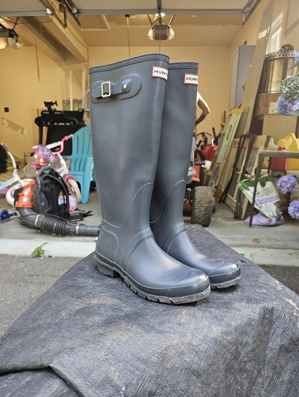 Hunter Navy Blue Tall Original Midnight Rain Boots Womens size 9